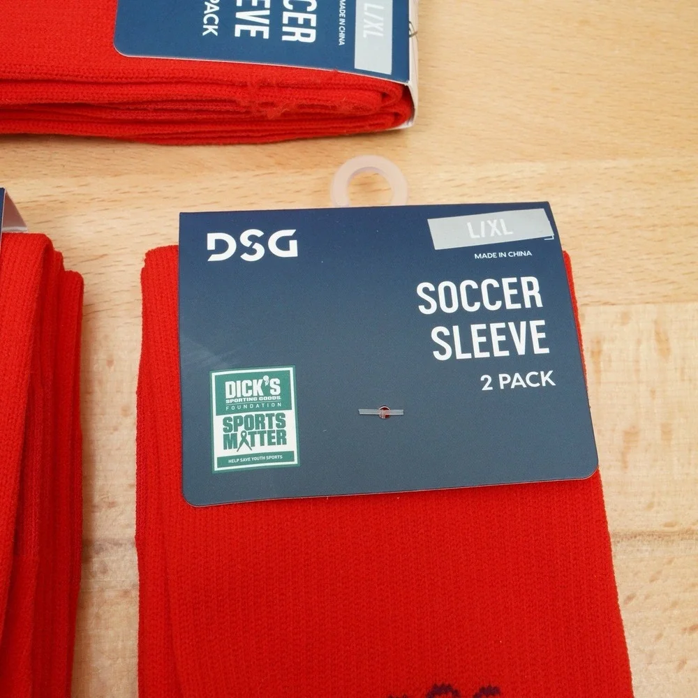 DSG Soccer Sleeve L/XL Red 4 Pack 8 Sleeves Total Performance Sports Unisex